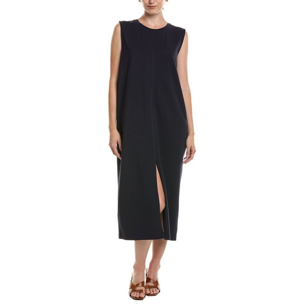 Eileen Fisher Womens Solid Midi Dress, Navy